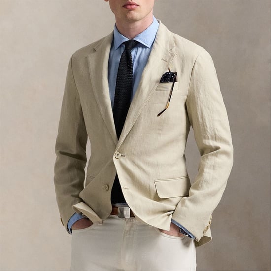 Men's Ralph Lauren Ralph Solid Patterned Blazer with Chest and Flap Pocket in Spring Beige - Image 1