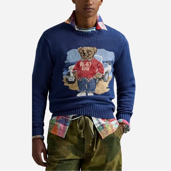 Men's Ralph Lauren Winnie the Pooh Embroidered Crew Neck Long Sleeve Sweater in Light Navy - Image 1