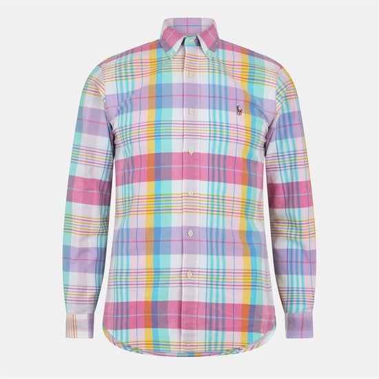 Men's Ralph Lauren Button Down Collar Long Sleeve Oxford Shirt in Pink/Multi - Image 1