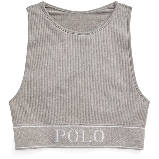 Women's Ralph Lauren Cropped High Neck Slim Fit Tank in Heather Grey - Image 1