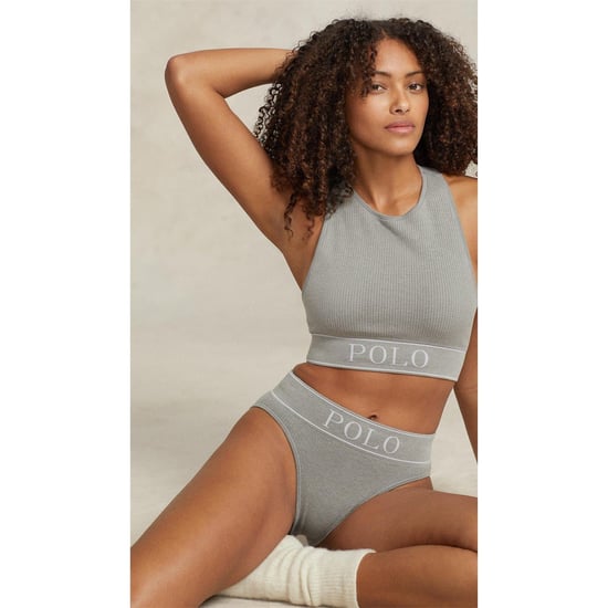Women's Ralph Lauren Cropped High Neck Slim Fit Tank in Heather Grey - Image 2