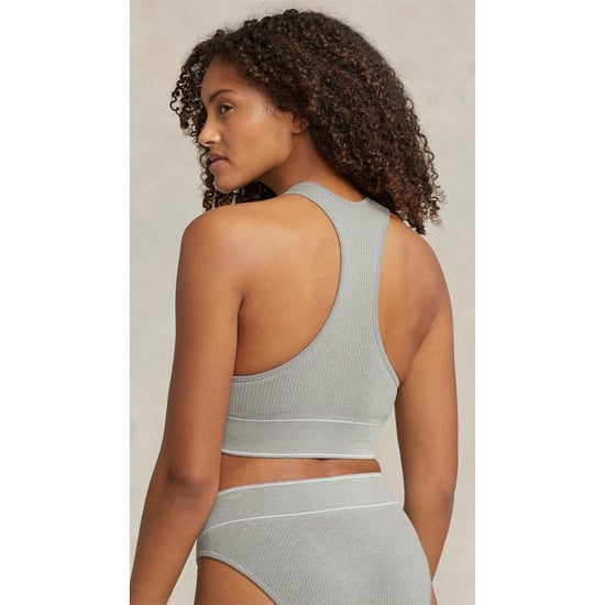 Women's Ralph Lauren Cropped High Neck Slim Fit Tank in Heather Grey - Image 4