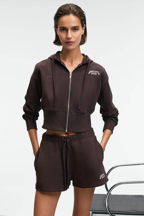 Embroidered High Waist Sweat Shorts - Image 1