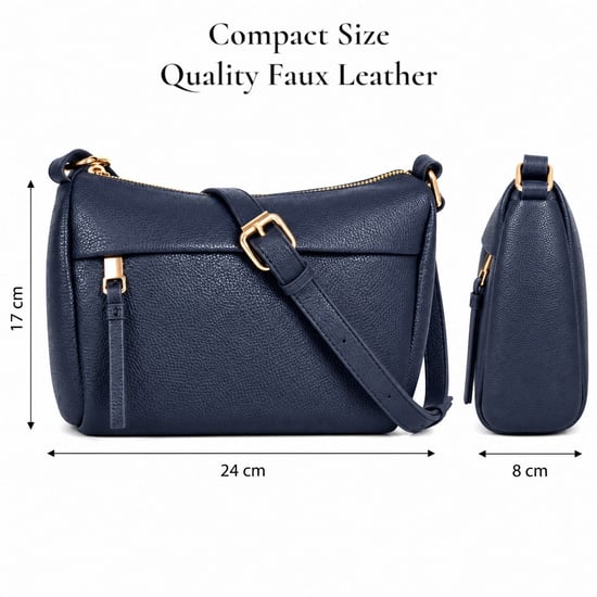 Women's Faux Leather Crossbody Bag Shoulder Handbag in Navy - Image 3
