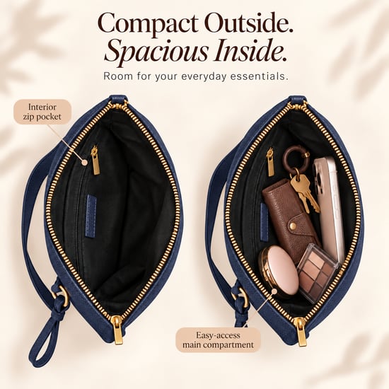 Women's Faux Leather Crossbody Bag Shoulder Handbag in Navy - Image 5