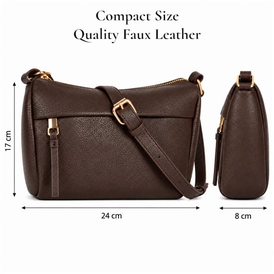 Women's Faux Leather Crossbody Bag Shoulder Handbag in Brown - Image 3