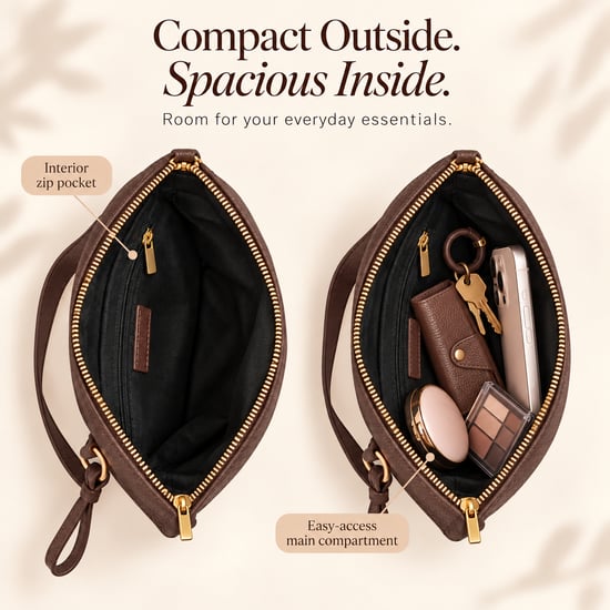 Women's Faux Leather Crossbody Bag Shoulder Handbag in Brown - Image 5