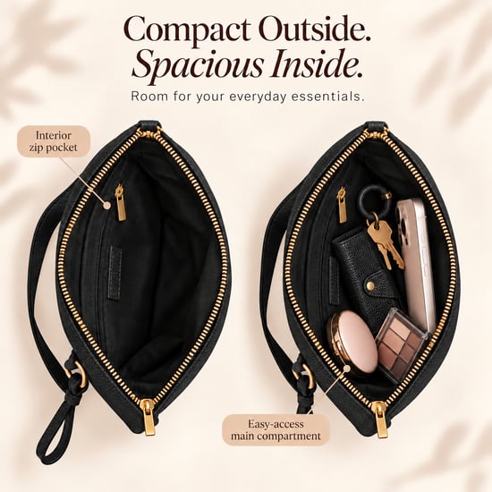 Women's Faux Leather Crossbody Bag Shoulder Handbag in Black - Image 5