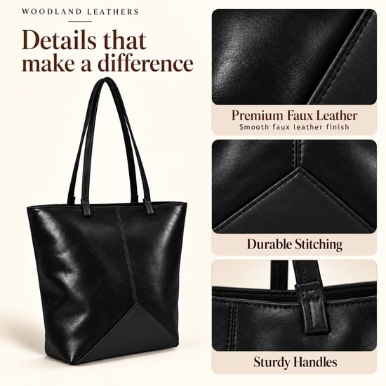 Women's Large Tote Bag Shopper Shoulder Bag in Black - Image 6