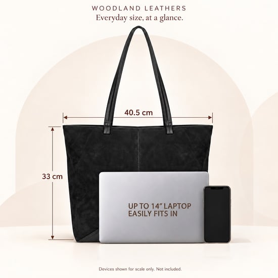 Women's Suede-Effect Tote Bag Large Shoulder Bag in Black - Image 4