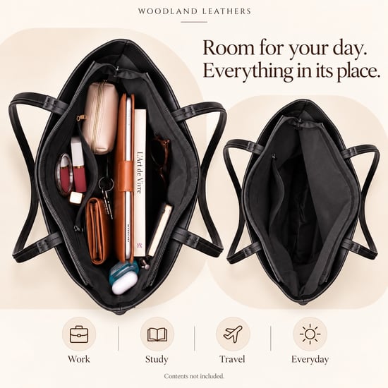 Women's Suede-Effect Tote Bag Large Shoulder Bag in Black - Image 5