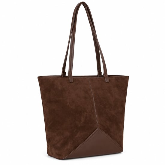 Women's Suede-Effect Tote Bag Large Shoulder Bag in Brown - Image 1