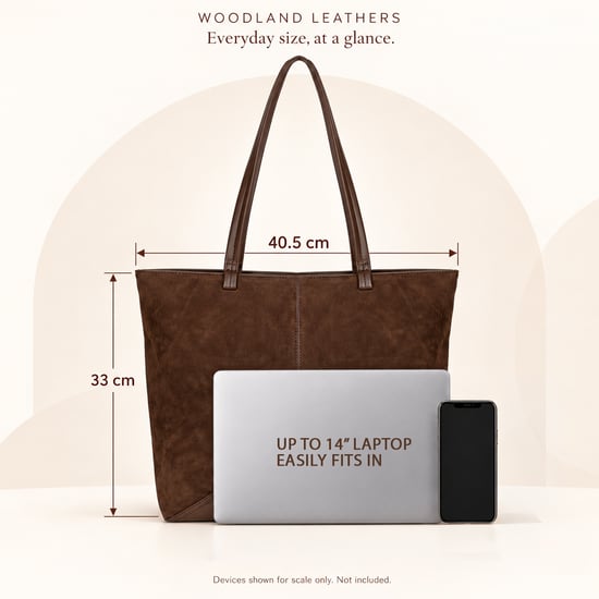 Women's Suede-Effect Tote Bag Large Shoulder Bag in Brown - Image 4