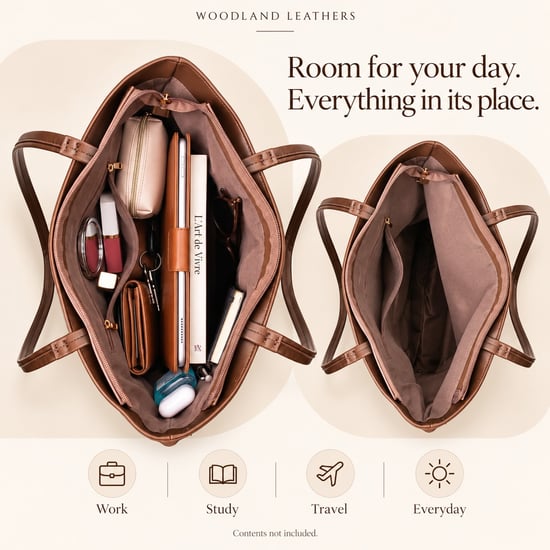 Women's Suede-Effect Tote Bag Large Shoulder Bag in Brown - Image 5