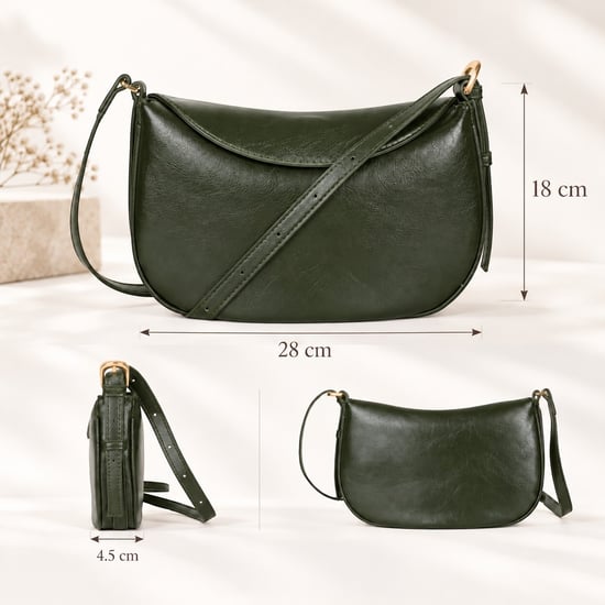 Women's Crescent Crossbody Bag Ladies Shoulder Bag in Dark Green - Image 3