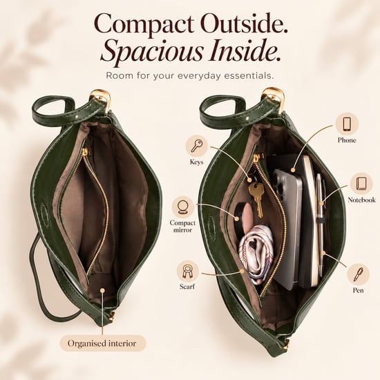 Women's Crescent Crossbody Bag Ladies Shoulder Bag in Dark Green - Image 4