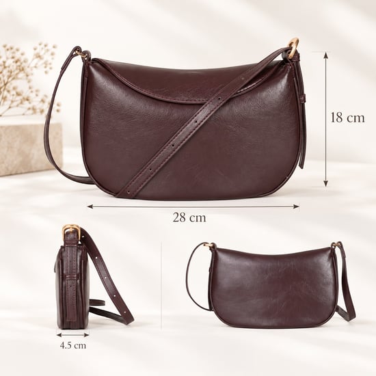 Women's Crescent Crossbody Bag Ladies Shoulder Bag in Dark Brown - Image 3