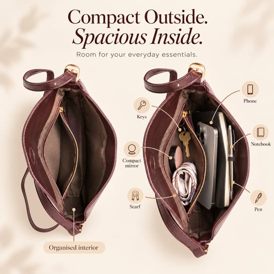 Women's Crescent Crossbody Bag Ladies Shoulder Bag in Dark Brown - Image 4