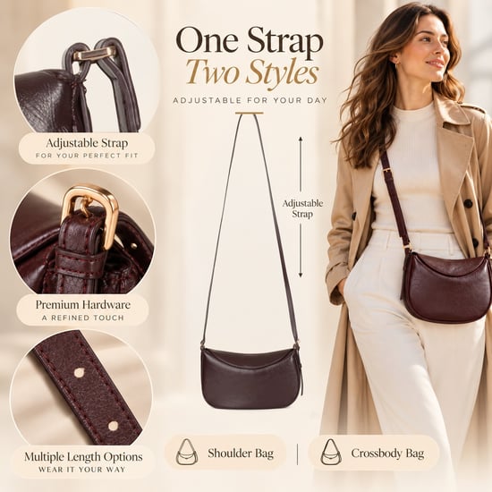 Women's Crescent Crossbody Bag Ladies Shoulder Bag in Dark Brown - Image 5