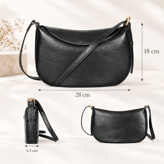 Women's Crescent Crossbody Bag Ladies Shoulder Bag in Black - Image 3