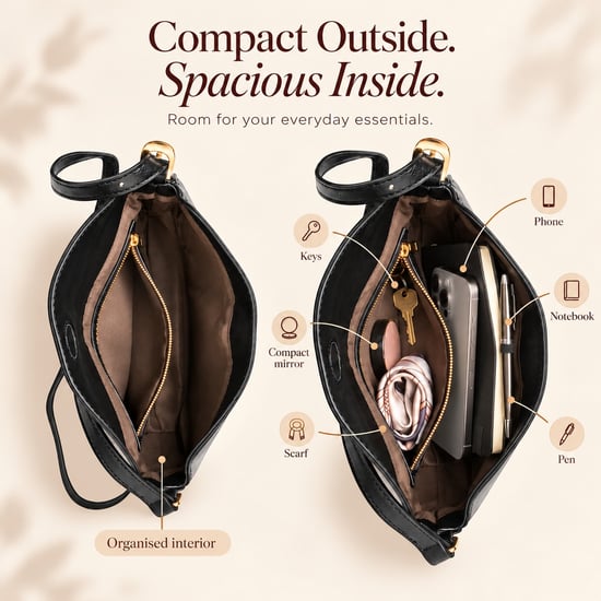 Women's Crescent Crossbody Bag Ladies Shoulder Bag in Black - Image 4