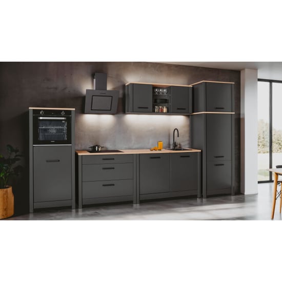 Furnilux Apparatenkast veneto voor koel-vriescombinatie – antraciet met eiken blad - Image 3