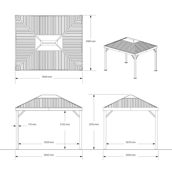 Sojag Kiruna 3x3.5 m metalen tuinpaviljoen met muggennet - Image 2
