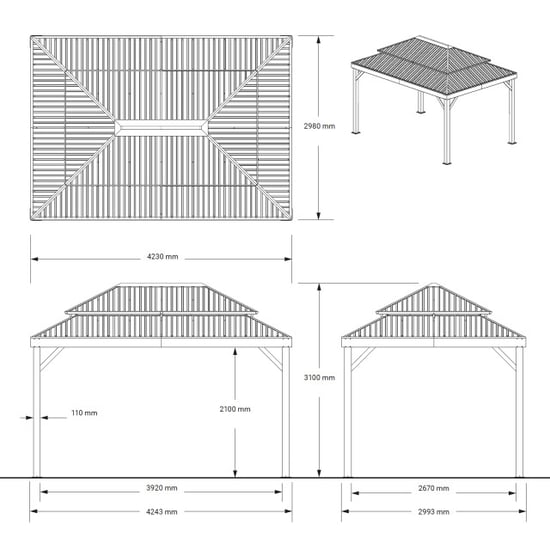 Sojag Londen metalen paviljoen met muggennet 3x4 m - - Image 2