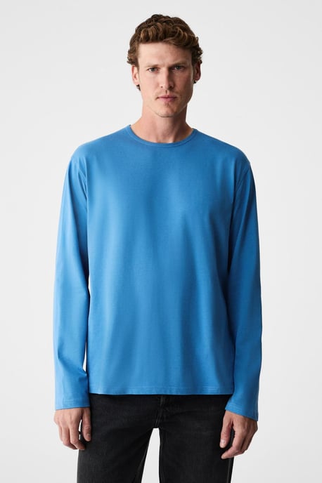 Ribbed Crew Neck Long Sleeve T-Shirt - Image 2