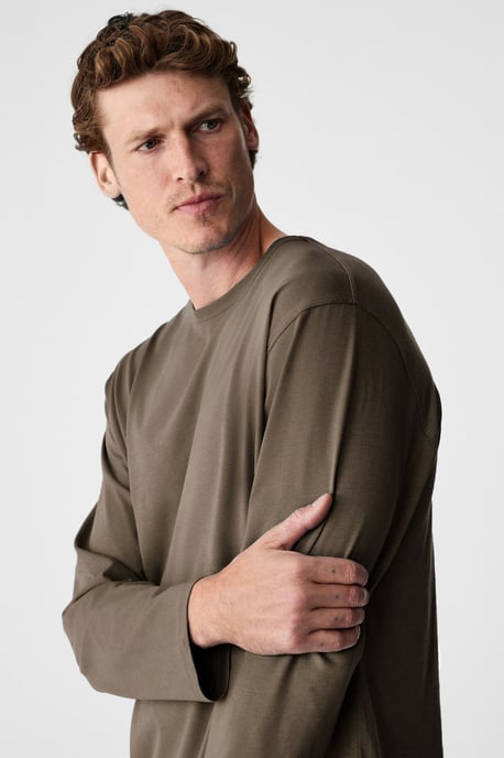 Ribbed Crew Neck Long Sleeve T-Shirt - Image 3
