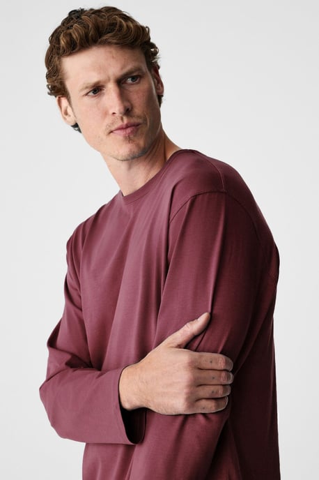 Ribbed Crew Neck Long Sleeve T-Shirt - Image 3