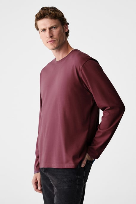Ribbed Crew Neck Long Sleeve T-Shirt - Image 4