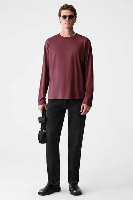 Ribbed Crew Neck Long Sleeve T-Shirt - Image 5