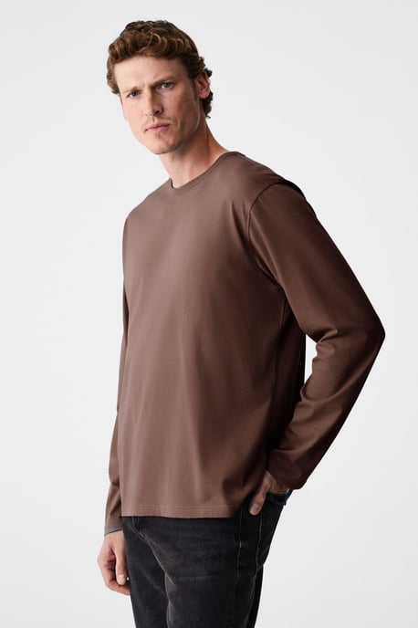 Ribbed Crew Neck Long Sleeve T-Shirt - Image 4