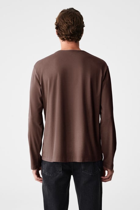 Ribbed Crew Neck Long Sleeve T-Shirt - Image 6