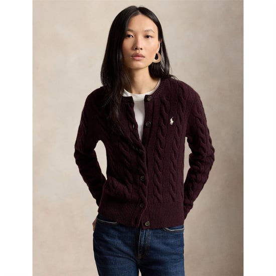 Women's Polo Ralph Lauren Sweater Cardigan in Damson Melange - Image 2