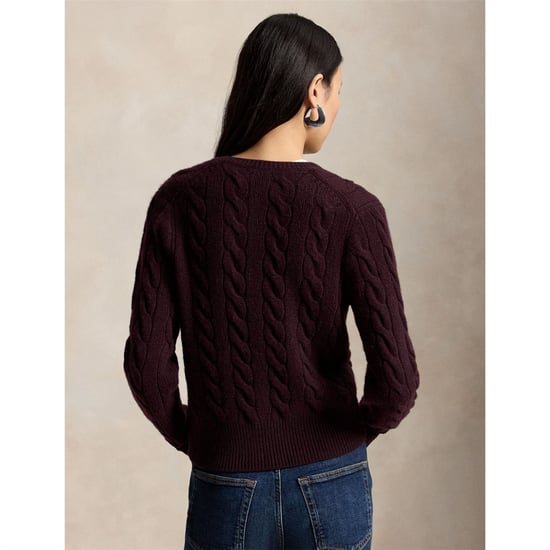 Women's Polo Ralph Lauren Sweater Cardigan in Damson Melange - Image 3