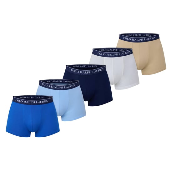 Men's Polo Ralph Lauren Pack Stretch Cotton Trunks in Wht/Nvy/Tan/Blu - Image 1