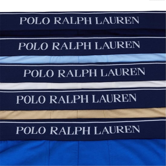 Men's Polo Ralph Lauren Pack Stretch Cotton Trunks in Wht/Nvy/Tan/Blu - Image 3