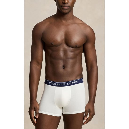 Men's Polo Ralph Lauren Pack Stretch Cotton Trunks in Wht/Nvy/Tan/Blu - Image 4