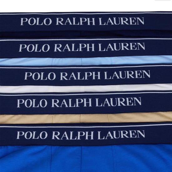 Men's Polo Ralph Lauren Pack Stretch Cotton Trunks in Wht/Nvy/Tan/Blu - Image 5