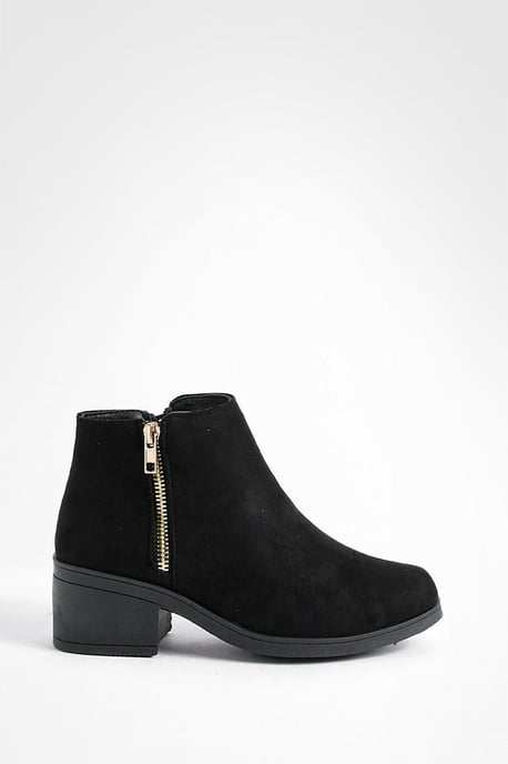 Faux Suede Zip Side Block Heel Chelsea Boots - Image 2