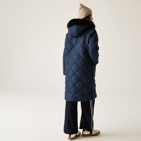 Regatta Womens Freyla Longline Water Repellent Padded Jacket - Navy - Image 2