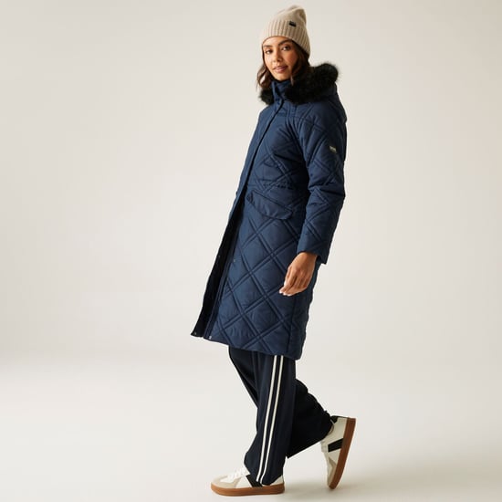Regatta Womens Freyla Longline Water Repellent Padded Jacket - Navy - Image 3