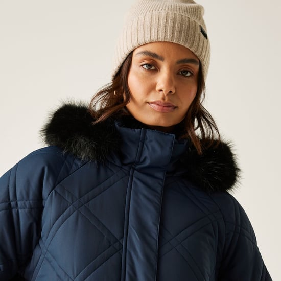 Regatta Womens Freyla Longline Water Repellent Padded Jacket - Navy - Image 4