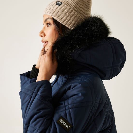 Regatta Womens Freyla Longline Water Repellent Padded Jacket - Navy - Image 5