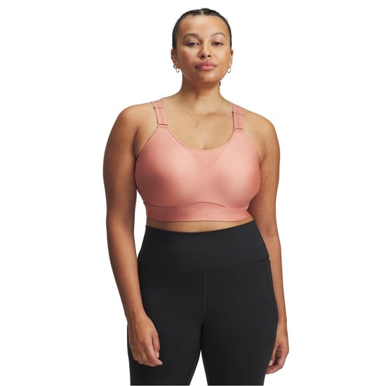 Women's Under Armour Infinity High V-Neck Sports Bra in Pink - Image 1
