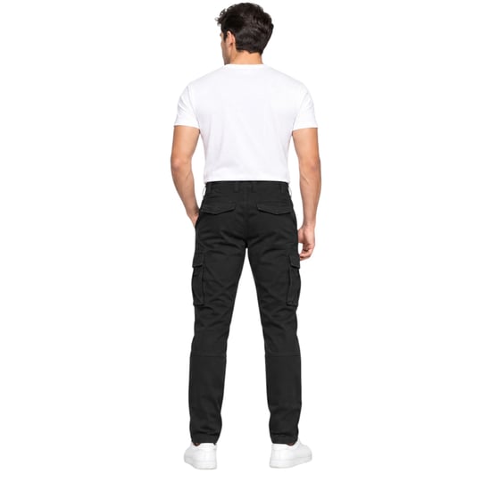 Mens Cargo Trousers Regular Fit Zip Pocket Stretch Cotton Cargo Combat Work Pant - Image 2