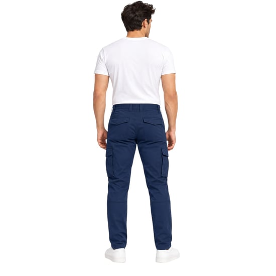 Mens Cargo Trousers Regular Fit Zip Pocket Stretch Cotton Cargo Combat Work Pant - Image 2