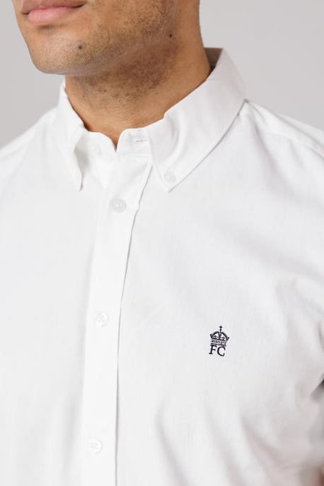 White Cotton Short Sleeve Oxford Shirt - Image 3